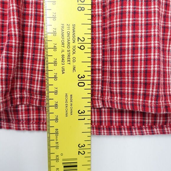 Eddie Bauer Shirt Mens Large Red Check Cotton Short Sleeve Classic Button-Down - Picture 3 of 6